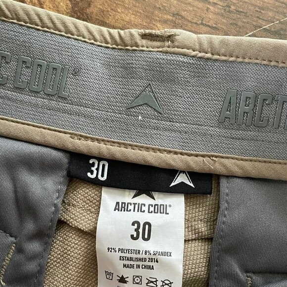 Arctic Cool Mens Cooling Performance Golf Shorts Sz 30 Tan Moisture Wicking UPF - Picture 7 of 7
